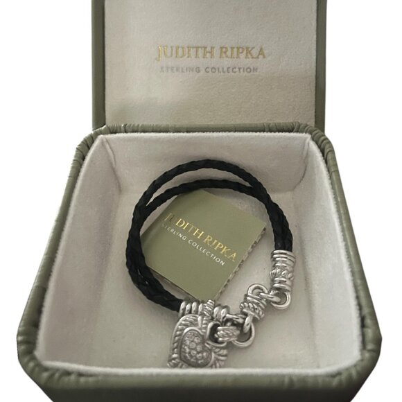 Judith Ripka Jewelry - Judith Ripka Sterling Silver Crystal Leather Magnetic Bracelet